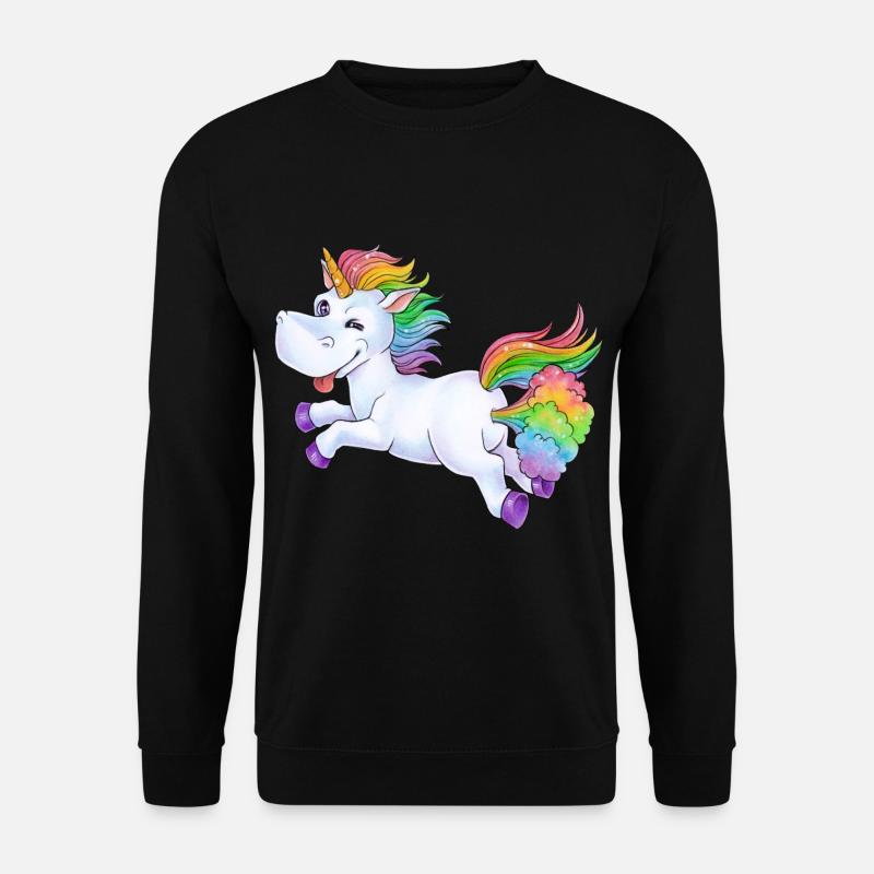 Einhorn Pups Furz Regenbogen Unicorn Rainbow Wolke - Unisex Pullover - Schwarz
