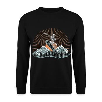 Human skeleton on snowboard snowboarding - Unisex Sweatshirt - black - Front - Alina (178cm) & Michal (187cm)