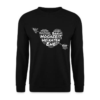 Hochzeit Braut Bräutigam Ehe Wörter Herz - Unisex Pullover - Schwarz - Vorne - Alina (178cm) & Michal (187cm)