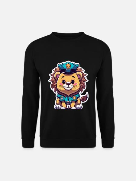 Polizei Löwe Raubtier Süß Cartoon - Unisex Pullover - Schwarz