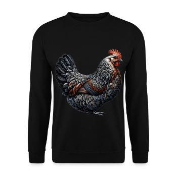 Lustiges Huhn Huhn Lustiges Bild - Unisex Pullover - Schwarz - Vorne - Alina (178cm) & Michal (187cm)