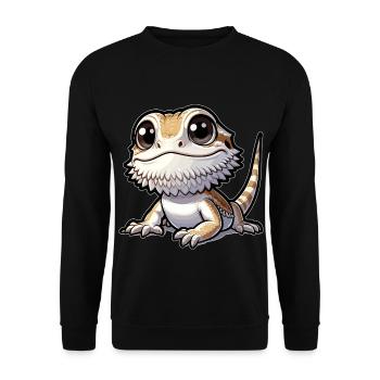 Mignon Barbu Dragon Dessin Gecko Lézard - Sweat-shirt Unisexe - noir - Devant - Alina (178cm) & Michal (187cm)