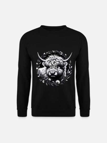 Monochromes Hochlandrind - Unisex Pullover - Schwarz