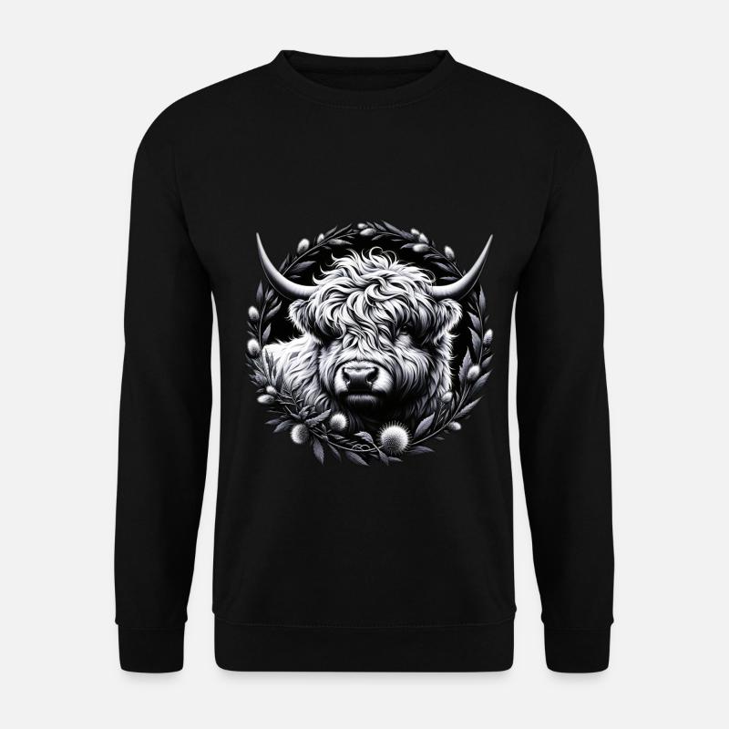 Monochrome Highland Cattle - Unisex Sweatshirt - black