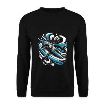 Kayak in wave - Unisex Sweatshirt - black - Front - Alina (178cm) & Michal (187cm)