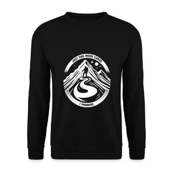 Nur Noch eine Kurve - Wandern, Bergsteigen - Unisex Pullover - Schwarz - Vorne - Alina (178cm) & Michal (187cm)