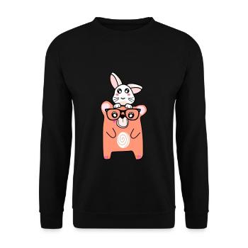 cool bear and cute bunny - Unisex Sweatshirt - black - Front - Alina (178cm) & Michal (187cm)