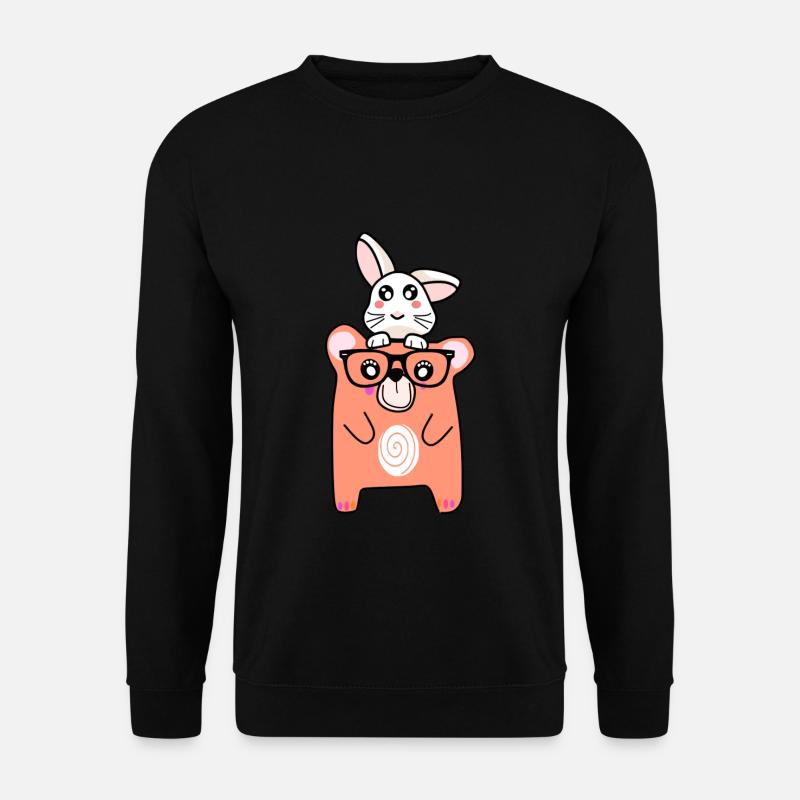 cooler bär und niedlicher hase - Unisex Pullover - Schwarz