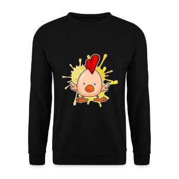 Küken Hahn Henne - Süßes Niedliches Geschenk - Unisex Pullover - Schwarz - Vorne - Alina (178cm) & Michal (187cm)