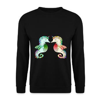 seahorse love - seahorse sea animal - Unisex Sweatshirt - black - Front - Alina (178cm) & Michal (187cm)