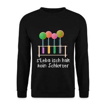 Schwäbisch Dialekt - Schwaben s leba isch halt - Unisex Pullover - Schwarz - Vorne - Alina (178cm) & Michal (187cm)