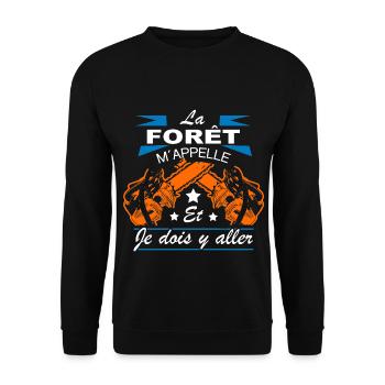 Bûcheron Shirt • La forêt m´appelle Cadeau - Sweat-shirt Unisexe - noir - Devant - Alina (178cm) & Michal (187cm)