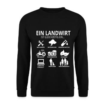 Ein Landwirt | Geschenk | Traktor - Unisex Pullover - Schwarz - Vorne - Alina (178cm) & Michal (187cm)