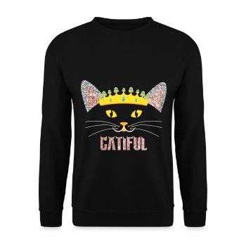 Glitter Cat Crown Princess Queen Catiful - Unisex Sweatshirt - black - Front - Alina (178cm) & Michal (187cm)