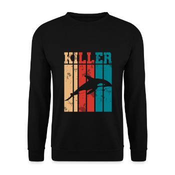 Killer Wal Hai Meerestier Tier Meer Retro Vintage - Unisex Pullover - Schwarz - Vorne - Alina (178cm) & Michal (187cm)