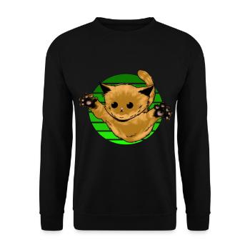 Katze Springt Sonnenuntergang - Unisex Pullover - Schwarz - Vorne - Alina (178cm) & Michal (187cm)