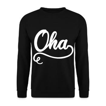 Oha Mundart Dialekt - Unisex Pullover - Schwarz - Vorne - Alina (178cm) & Michal (187cm)