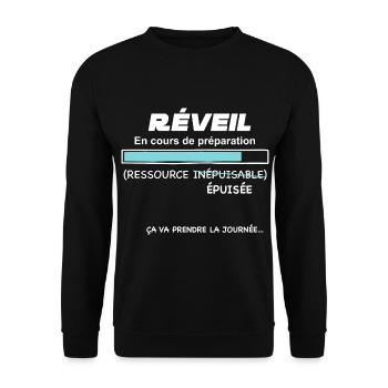 Réveil Humour Téléchargement En Cours - Sweat-shirt Unisexe - noir - Devant - Alina (178cm) & Michal (187cm)
