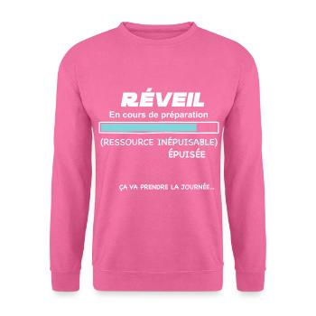 Réveil Humour Téléchargement En Cours - Sweat-shirt Unisexe - rose - Devant