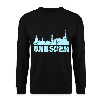 Dresden Germany City Font Skyline Broken - Unisex Sweatshirt - black - Front - Alina (178cm) & Michal (187cm)