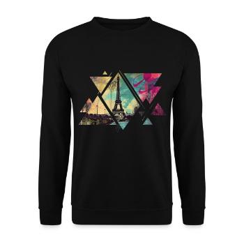 Paris Frankreich Stadt Skyline Eiffelturm Dreieck - Unisex Pullover - Schwarz - Vorne - Alina (178cm) & Michal (187cm)