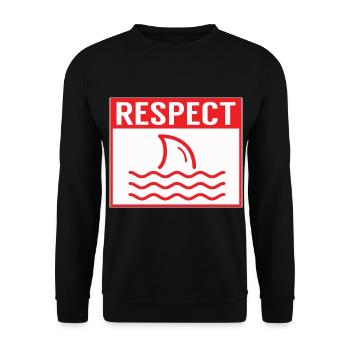 Respekt vor lustigen Haien, Warnschild für Kinder, - Unisex Pullover - Schwarz - Vorne - Alina (178cm) & Michal (187cm)