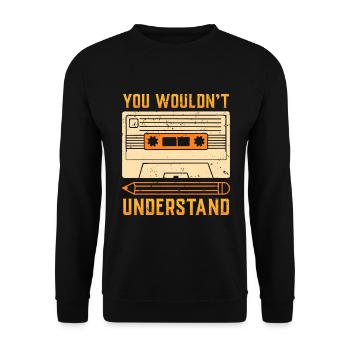 Kassette Bleistift 80er 90er Nerd Geek Geschenk - Unisex Pullover - Schwarz - Vorne - Alina (178cm) & Michal (187cm)