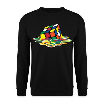 Rubik's Cube Zauberwürfel Melting Cube - Unisex Pullover - Schwarz - Vorne - Alina (178cm) & Michal (187cm)