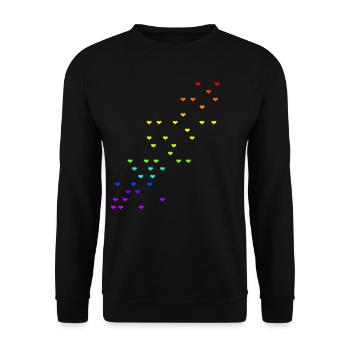 Herzen bunt Regenbogen Farben Geschenkidee - Unisex Pullover - Schwarz - Vorne - Alina (178cm) & Michal (187cm)