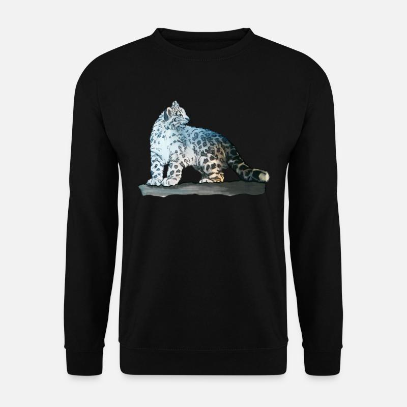 Schneeleopard auf Felsen - Unisex Pullover - Schwarz