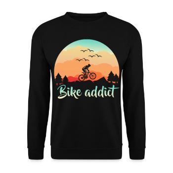 Silhouette de vélo de vélo de montagne drôle - Sweat-shirt Unisexe - noir - Devant - Alina (178cm) & Michal (187cm)