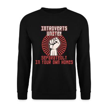 Introvertierte Vereinigt Euch! - Unisex Pullover - Schwarz - Vorne - Alina (178cm) & Michal (187cm)