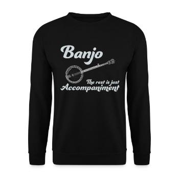 Banjo Bluegrass Music Traditionelles lustiges Geschenk - Unisex Pullover - Schwarz - Vorne - Alina (178cm) & Michal (187cm)