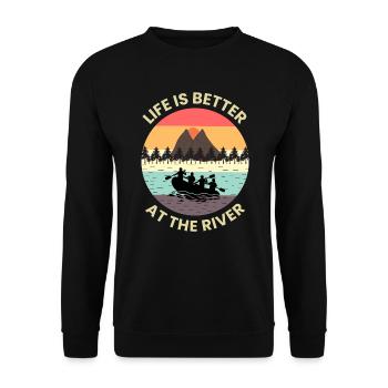 Vintage Rétro Rafting Rafter River Paddle Cadeau - Sweat-shirt Unisexe - noir - Devant - Alina (178cm) & Michal (187cm)
