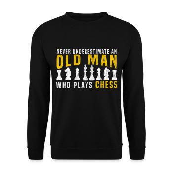 vieil homme jouant aux échecs - Sweat-shirt Unisexe - noir - Devant - Alina (178cm) & Michal (187cm)