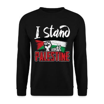 I stand with Palestine - Unisex Sweatshirt - black - Front - Alina (178cm) & Michal (187cm)