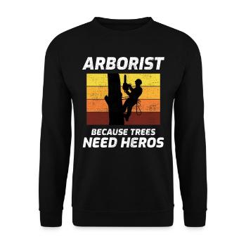 Arborist Baum Chirurg Arboriculture Vintage Retro - Unisex Pullover - Schwarz - Vorne - Alina (178cm) & Michal (187cm)