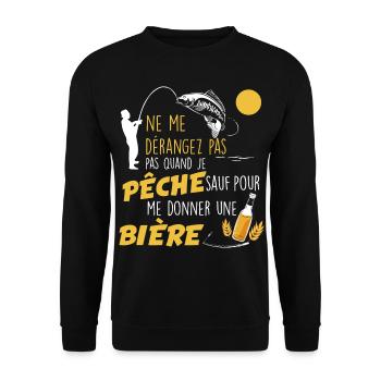 Peche, Apéro et tranquilité - Sweat-shirt Unisexe - noir - Devant - Alina (178cm) & Michal (187cm)