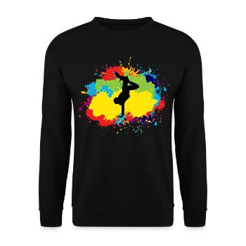 Breakdance Breakdancing Break-dancer Watercolour - Unisex Sweatshirt - black - Front - Alina (178cm) & Michal (187cm)