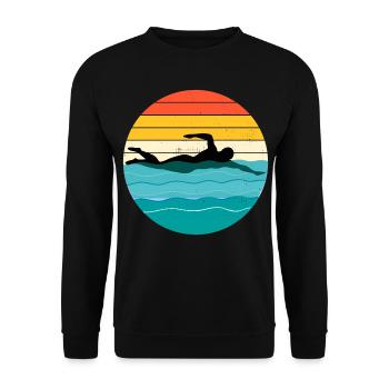 Natation Équipe De Natation Nageur Athlète Vintage Rétro - Sweat-shirt Unisexe - noir - Devant - Alina (178cm) & Michal (187cm)