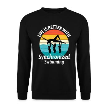 Synchro Swim Swimmer Synchronized Swimming Vintage - Unisex Sweatshirt - black - Front - Alina (178cm) & Michal (187cm)