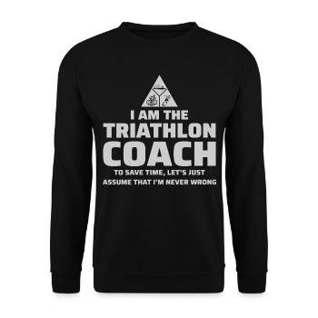 Swim Bike Run Triathlon Coach Funny - Unisex Sweatshirt - black - Front - Alina (178cm) & Michal (187cm)