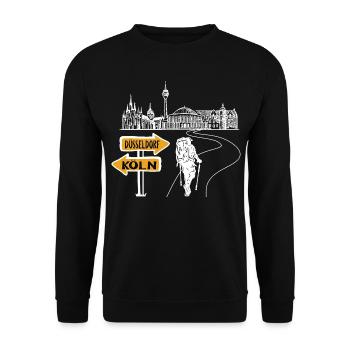 Düsseldorf Köln Deutschland Stadt Skyline Heimat - Unisex Pullover - Schwarz - Vorne - Alina (178cm) & Michal (187cm)