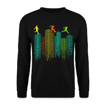 Parkour Free Running Runner Traceur Skyline Funny - Unisex Sweatshirt - black - Front - Alina (178cm) & Michal (187cm)