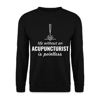 Acupuncture Acupuncteur Médecine chinoise Drôle - Sweat-shirt Unisexe - noir - Devant - Alina (178cm) & Michal (187cm)
