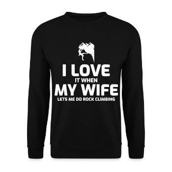 Klettern Bouldern Wandkletterer Ehemann - Unisex Pullover - Schwarz - Vorne - Alina (178cm) & Michal (187cm)
