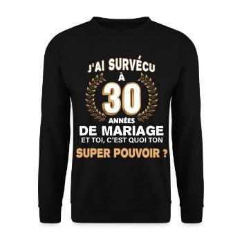 30 années de mariage Noces de Perle Cadeau mari - Sweat-shirt Unisexe - noir - Devant - Alina (178cm) & Michal (187cm)