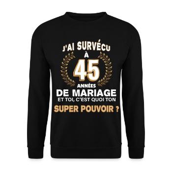 45 années de mariage noces de Vermeil Cadeau papa - Sweat-shirt Unisexe - noir - Devant - Alina (178cm) & Michal (187cm)