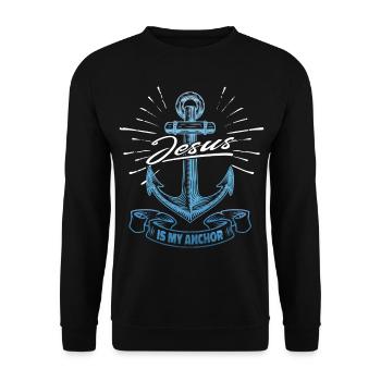 Jesus ist mein Anker - Unisex Pullover - Schwarz - Vorne - Alina (178cm) & Michal (187cm)
