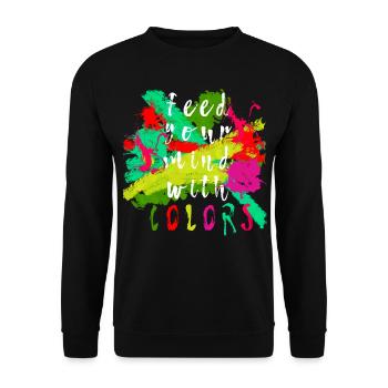 « Nourrissez votre avec des couleurs » slogan tolérance coloré - Sweat-shirt Unisexe - noir - Devant - Alina (178cm) & Michal (187cm)